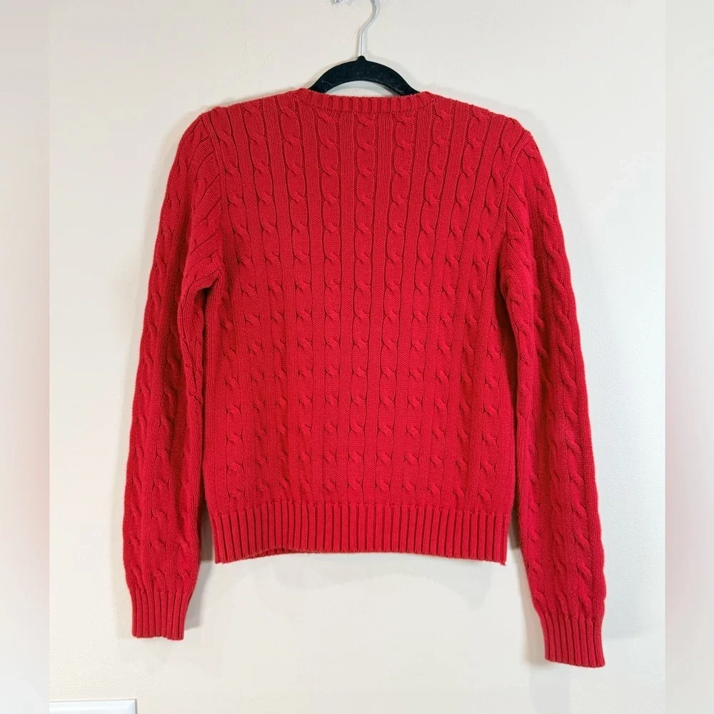 🔥Ralph Lauren Pink Cable Knit Crewneck Sweater Women’s Size M EC🔥